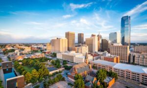 Downtown Oklahoma City skyline — area served by licensed boundary survey professionals