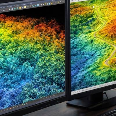 Technical view of LiDAR mapping showing point cloud data processed into elevation models using modern remote-sensing technology