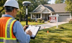 Land survey before home sale - ALTA SURVEY Oklahoma Surveyor measuring a residential property before it is listed for sale